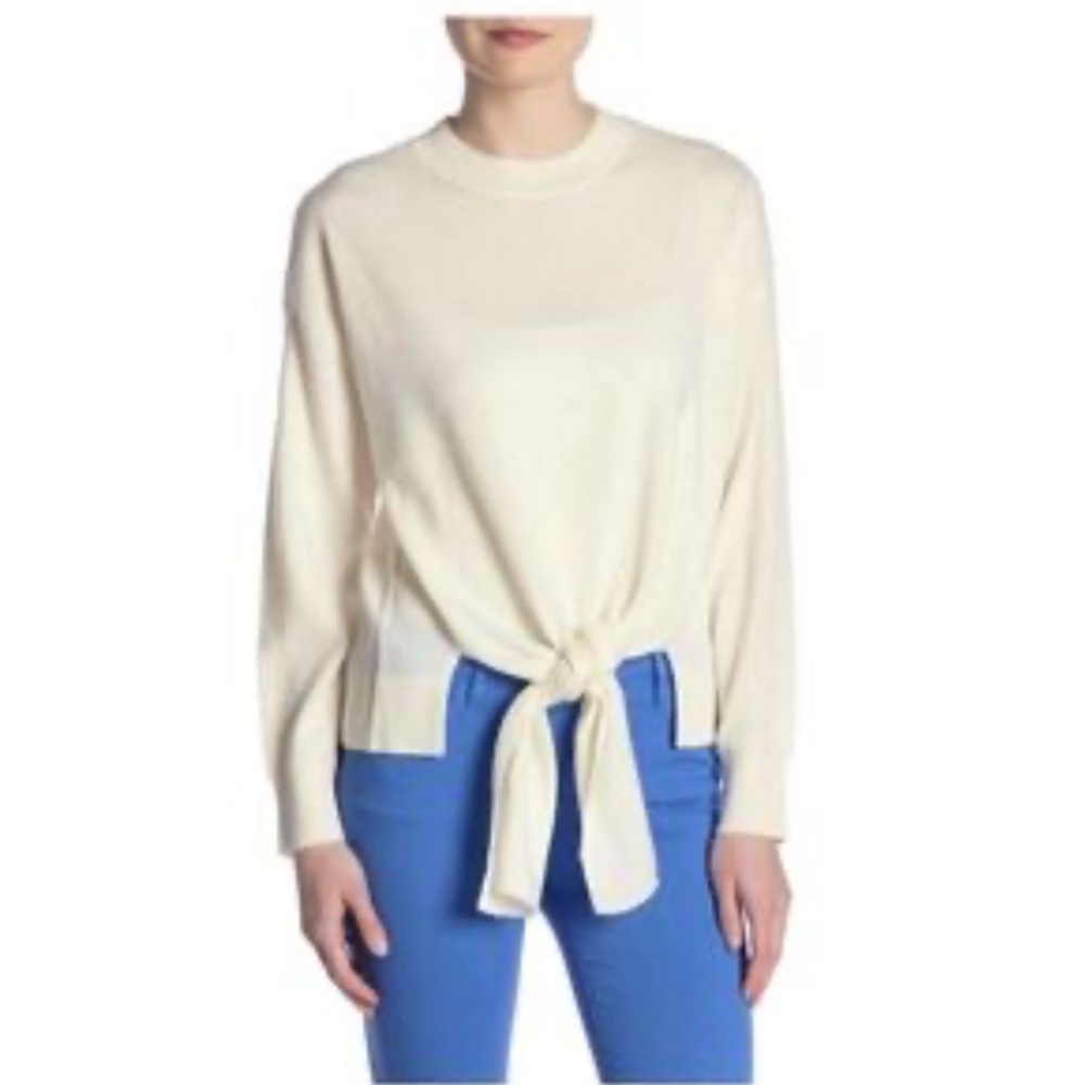 FRAME Twist Front Wool Blend Sweater in Ivory